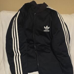 Adidas REVERSIBLE Black/White Puffer Jacket with White Stripes! One Of A Kind!